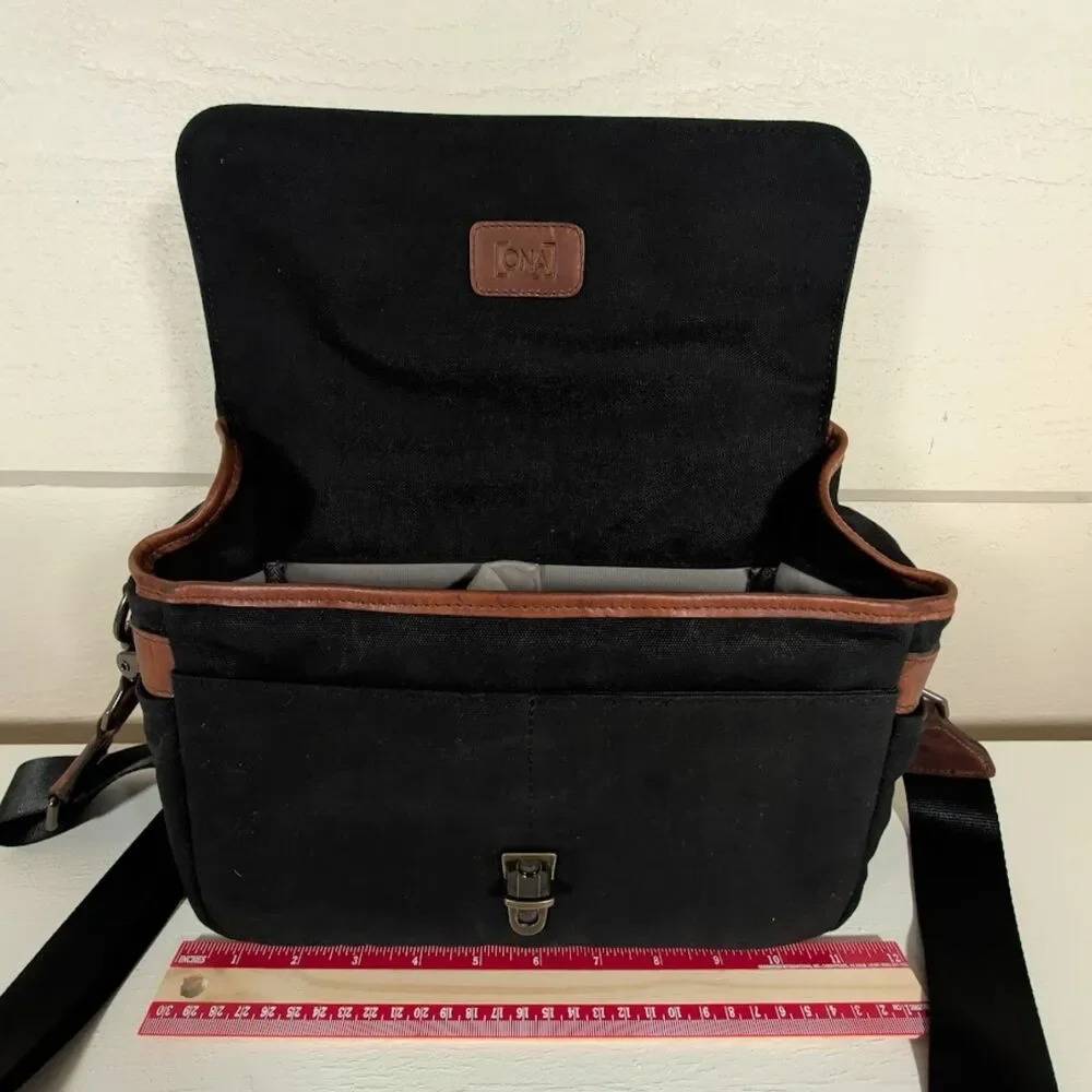 ONA The Bowery Camera Bag - Black Waxed Canvas with Leather Trim